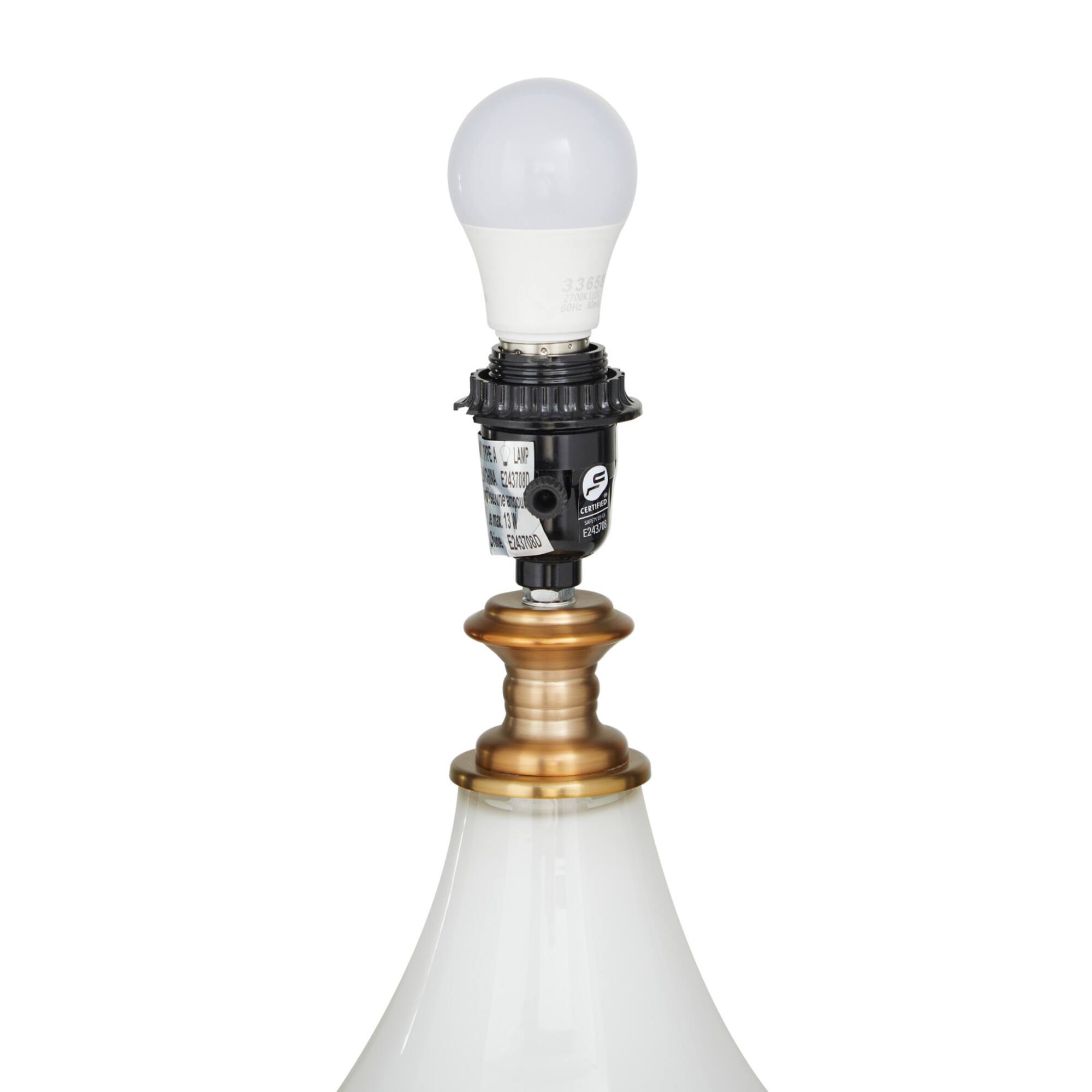 White Glass Table Lamp 15" x 15" x 29"